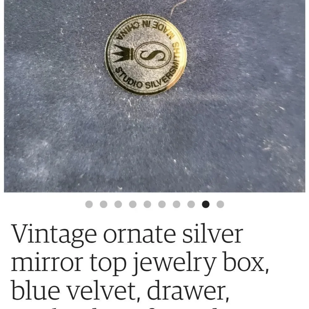 SilverSmith‎   Vintage 60s Mirror Blue Velvet Jewerly Box